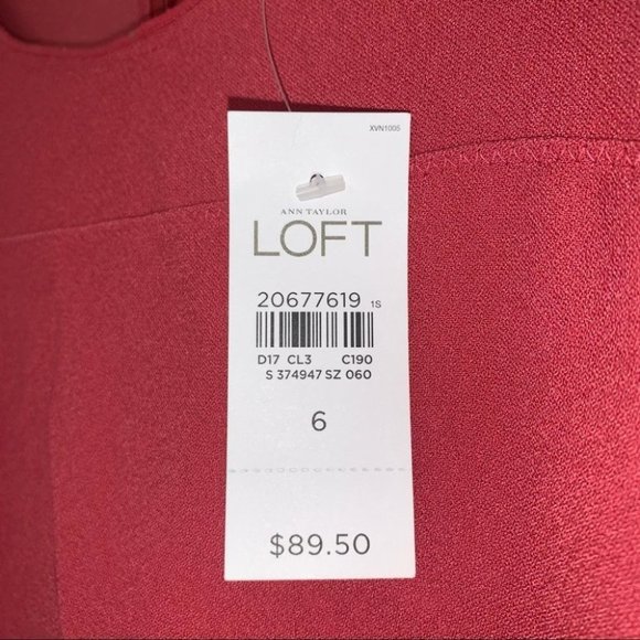 Ann Taylor Loft Dress Size 6 US Coral Red High Scoop Neckline Pleating NWT - Picture 5 of 9
